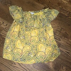Ann Taylor Loft Floral yellow blouse medium